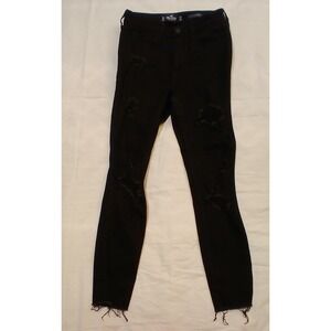 Hollister Womens Black Distressed Ultra High-Rise Super Skinny‎ Jeans Size 26